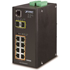 Planet IGS-10020HPT průmyslový L2 switch, 8x1Gb, 2x2.5Gb SFP, PoE 802.3at 240W, 12-48VDC, -40~75°C, 1xRJ45-to-RS232,IP30