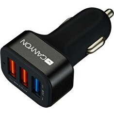 CANYON auto nabíječka C-07, 1xUSB-A Quick Charge QC3.0 + 2xUSB-A, vstup 12-24V, výstup USB/5V-2.1A+QC3.0/5V-2.4A&9V-2A