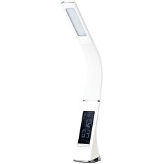 IMMAX LED stolní lampička Leather/ 6,5W/ 300lm/ 5V/1A/ 3 barvy světla/ flexibilní rameno/ možnost vypnutí LCD/ USB/ bílá