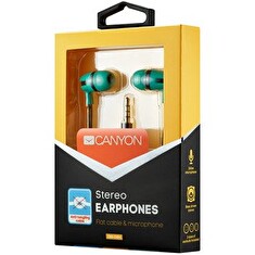 CANYON Stereo sluchátka s plochým kabelem, mikrofon,1,2M, zelená