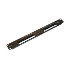 19" Patch panel XtendLan 16port, UTP, Cat5E, 30µm, duální svorkovnice, černý