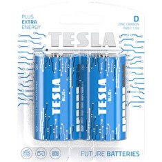 TESLA BLUE+ Zinc Carbon baterie D (R20, velký monočlánek, blister) 2 ks