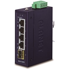 PLANET IGS-510TF Průmyslový Switch 4x 1000Base-t, 1x SFP, dual power, 9-48VDC, -40 +75°C