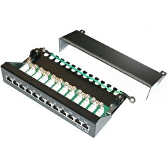 XtendLan Patch panel 10", 12 portů, 1U, Cat5e, STP, LSA, s krytem, černý