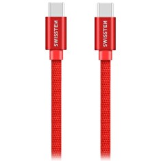 Swissten Datový Kabel Textile USB-C / USB-C 1,2 M Červený
