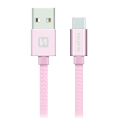 Swissten Datový Kabel Textile Usb / Usb-C 1,2 M Růžovo/Zlatý