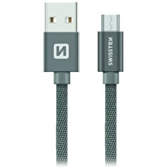 Swissten Datový Kabel Textile Usb / Micro Usb 1,2 M Šedý
