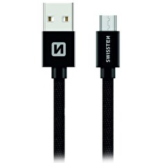 Swissten Datový Kabel Textile Usb / Micro Usb 2,0 M Černý