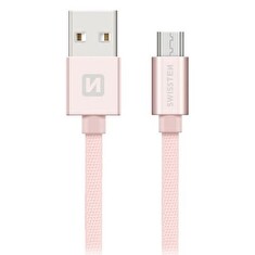 Swissten Datový Kabel Textile Usb / Micro Usb 2,0 M Růžovo/Zlatý