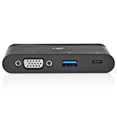 Nedis TCARF220BK - Počítačový Rozbočovač | USB Type-C | USB-C / USB 3.0 / VGA | Power Delivery: 100 W | Černá barva