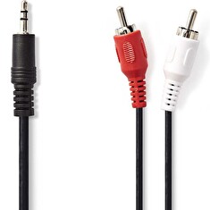 Nedis CAGB22200BK15 - Stereofonní Audio Kabel | 3,5mm Zástrčka - 2x RCA Zástrčka | 1,5 m | Černá barva