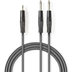 Nedis COTH23200GY50 - Stereofonní Audio Kabel | 2x 6,35mm Zástrčka – 3,5mm Zástrčka | 5 m | Šedá barva