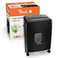 PEACH skartovač Cross Cut PS500-46, 12 listů, Autostart, zpětný chod, P-4, 15 litrů
