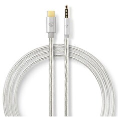 Nedis CCTB65940AL10 - USB-C Sluchátkový Kabel s Adaptérem | USB-C Zástrčka – 3,5 mm Zástrčka | 1 m | Hliníkový