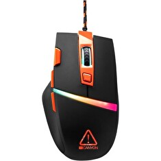 CANYON herní myš SULACO, 7 programovatelných tlačítek, senzor Pixart, až 4200 DPI, opletený kabel, RGB podsvícení, černá