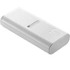 CANYON powerbanka PB-103, 10000mAh Li-poly, Input 5V/2A, Output 5V/2.1A, Smart IC, USB kabel 0.25m, bílá