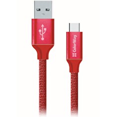 Colorway Datový Kabel Usb /USB-C/ 1m/ 2.1A/ Červený