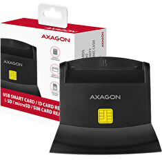 AXAGON CRE-SM2, USB-A StandReader 4-slot čtečka Smart card (eObčanka) + SD/microSD/SIM, kabel 1.3 m