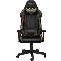 CANYON herní křeslo Argama, PU kůže, kovový rám, 90-165 °, 3D opěrka, plynový zdvih třídy 4, military