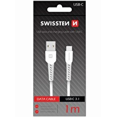 SWISSTEN DATOVÝ KABEL USB / USB-C 1,0 M BÍLÝ