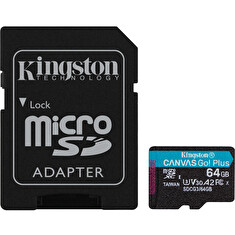 Kingston Canvas Go Plus A2/micro SDXC/64GB/UHS-I U3 / Class 10/+ Adaptér