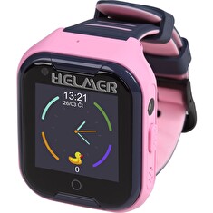 HELMER dětské hodinky LK 709 s GPS lokátorem/ dot. display/ 4G/ IP67/ nano SIM/ videohovor/ foto/ Android a iOS/ růžové