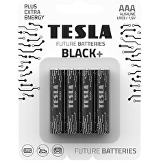 TESLA BLACK+ alkalická baterie AAA (LR03, mikrotužková, blister) 4 ks