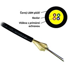 XtendLan FO kabel, 9/125, 12c, DROP, 3,7mm LS0H, černý, G.657A, 1000N, 1km cívka s konektory