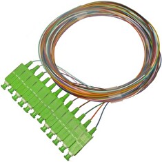 XtendLan FO pigtail SC/APC, 9/125, 0,9mm, 1m, LS0H, sada 12 pigtailů různé barvy, G.652d