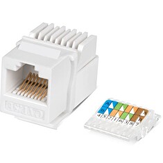 XtendLan Keystone jack RJ45, CAT5e, UTP, zaklapávací, bílý, instalace bez nástrojů