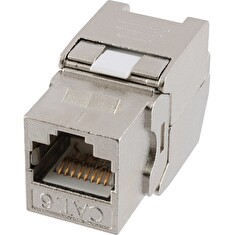 XtendLan Keystone jack RJ45, CAT6, STP, stříbrný, 180°, zaklapnutí zezadu