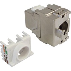 XtendLan Keystone jack RJ45, CAT6A, STP, stříbrný, 180 st, zaklapávací zezadu