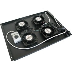 XtendLan Ventilace pro stojanové rozvadeče ECO hloubky 800mm, 4x ventilátor s termostatem, černá