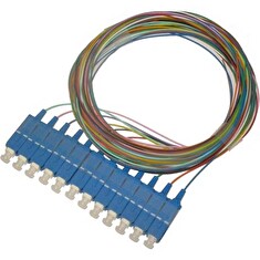 XtendLan FO pigtail SC, 9/125, 0,9mm, 1m, LS0H, ZWP, sada 12ti pigtailů různé barvy, G.652d