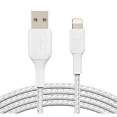 BELKIN kabel oplétaný USB-A - Lightning, 1m, bílý