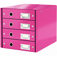 LEITZ Zásuvkový box Click&Store, 4 zásuvky, růžová