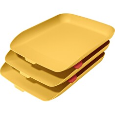 LEITZ Odkladač na dokumenty s organizérem Cosy set 3 ks teplá žlutá
