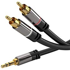 PremiumCord HQ stínený kabel stereo Jack 3.5mm-2xCINCH M/M 5m