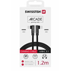 SWISSTEN TEXTILNÍ DATOVÝ KABEL ARCADE USB-C / USB-C 1,2 M ČERNÝ
