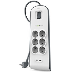 Belkin přepěťová ochrana BSV604 - 6-zásuvka, 2xUSB/2.4A, 2m