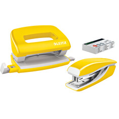 LEITZ Set mini sešívačky a děrovačky WOW, žlutá