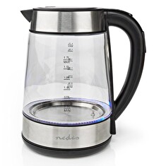Nedis KAWK320EGS - Rychlovarná konvice | 1.7 l | Sklo | Transparentní | 60,70,80,90,100 °C | Ukazatel teploty | Otočný o 360 stupň