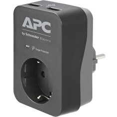 APC Essential SurgeArrest, 1 SCHUKO zásuvka, 2 USB nabíjecí konektory, černá