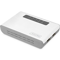 DIGITUS 2portový bezdrátový multifunkční síťový a tiskový server USB 2.0, 300 Mb / s