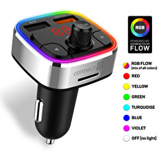 CONNECT IT CarRGB Bezdrátový FM transmitter, 2xUSB+MicroSD, STŘÍBRNÝ