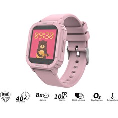 iGET KID F10 Pink - Dětské hodinky s hrami/1,4" displej/240x240px/128 kb RAM + 128 MB ROM/160 mAh/BT 5.0/IP68/růžová