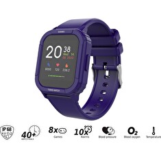 iGET KID F10 Violet - Dětské hodinky s hrami/1,4" displej/240x240px/128 kb RAM + 128 MB ROM/160 mAh/BT 5.0/IP68/fialová
