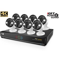 iGET HGNVK164908 - Kamerový UltraHD 4K PoE set, 16CH NVR + 8x IP 4K kamera, zvuk, SMART W/M/Andr/iOS