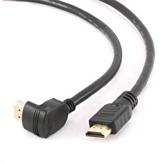 GEMBIRD Kabel HDMI-HDMI 1,8m, 1.4, M/M stíněný, zlacené kontakty, 90° lomený, černý