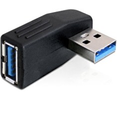 DeLOCK - USB adaptér - USB Type A (M) do USB Type A (F) - USB 3.0 - konektor 90° - černá